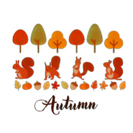 秋のカラフル木 クッション