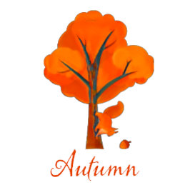 秋のカラフル木 コーヒーマグカップ