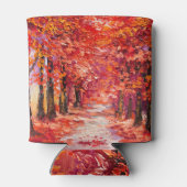 秋のカラフル木、印象派の油絵。 缶クーラー (裏面)