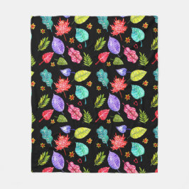 秋のカラフル紅葉パターン フリースブランケット