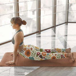 秋のカラフル花の模様オールオーバープリント レギンス