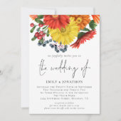 秋のカラフル花模様QRコード結婚式招待状 招待状 (正面)