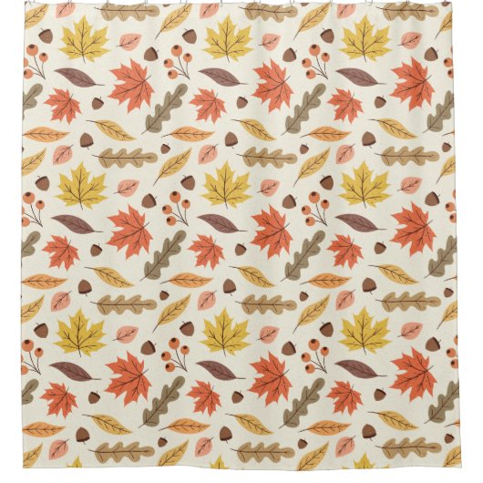 秋のカラフル葉秋模様 シャワーカーテン (正面)