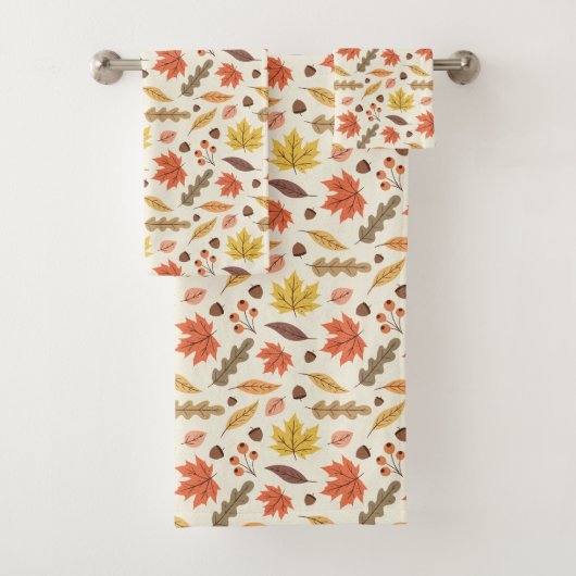 秋のカラフル葉秋模様 バスタオルセット (インサイチュ)