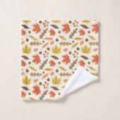 秋のカラフル葉秋模様 バスタオルセット (ウォッシュタオル)