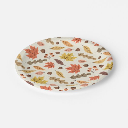秋のカラフル葉秋模様 ペーパープレート (アングル)
