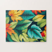 秋のカラフル葉離れの数 ジグソーパズル (横)