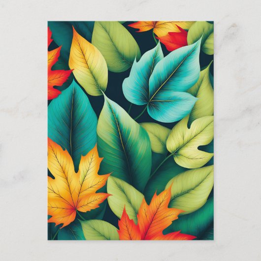 秋のカラフル葉離れの数 ポストカード (正面)