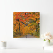 秋のカラフル スクエア壁時計 (ホーム)