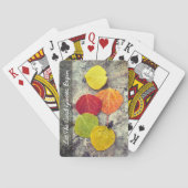 秋のカラフル《植物》アスペン葉の写真パーソナライズされた トランプ (裏面)