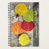 秋のカラフル《植物》アスペン葉の写真パーソナライズされた プランナー手帳 (正面)
