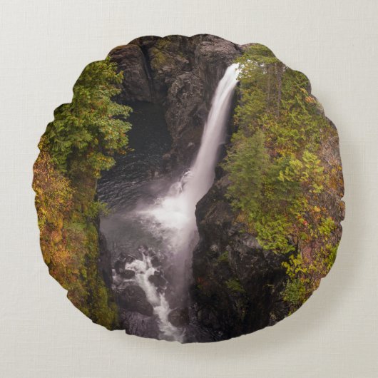 秋のカラーズアットザエルク滝 ラウンドクッション (正面)
