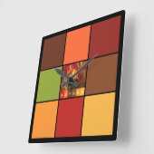 秋のカラーブロック スクエア壁時計 (傾斜)