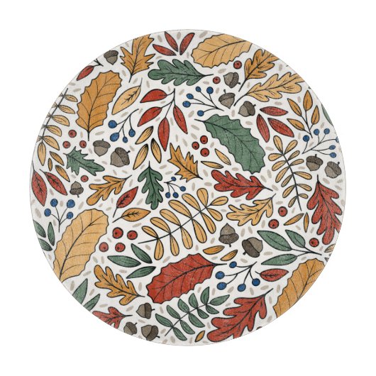 秋のカラーリーフスクエアデザイン カッティングボード (正面)