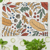 秋のカラーリーフスクエアデザイン キッチンタオル (折り畳み)