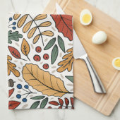 秋のカラーリーフスクエアデザイン キッチンタオル (四つ折り)