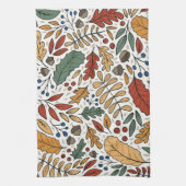 秋のカラーリーフスクエアデザイン キッチンタオル (縦)