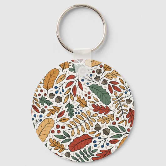 秋のカラーリーフスクエアデザイン キーホルダー (正面)