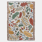 秋のカラーリーフスクエアデザイン スローブランケット (正面縦)