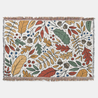 秋のカラーリーフスクエアデザイン スローブランケット