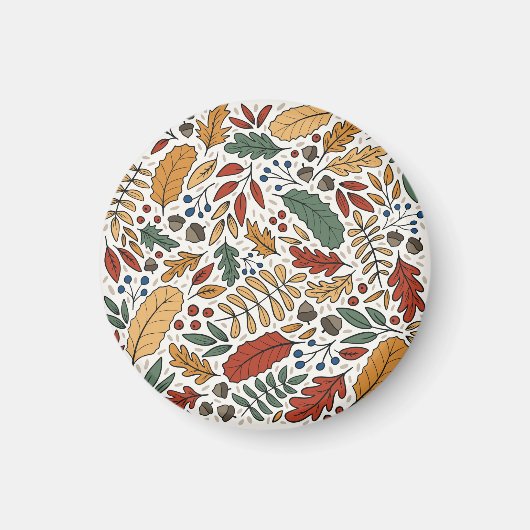 秋のカラーリーフスクエアデザイン マグネット (正面)