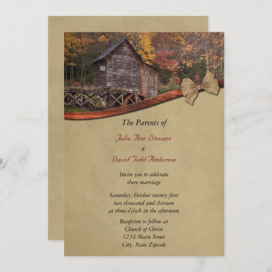 秋のカントリーウェディング招待状 招待状 (正面/裏面)