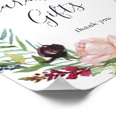 秋のガーデンブルゴーニュリースカードとギフトサイン ポスター (角)