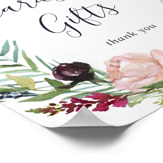 秋のガーデンブルゴーニュリースカードとギフトサイン ポスター (角)