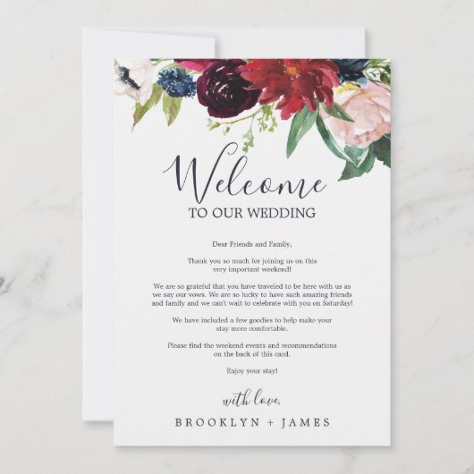 秋のガーデンブルゴーニュ歓迎レター&旅程 (正面)