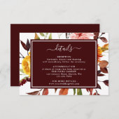 秋のガーデンブルゴーニュ水の色結婚の詳細 エンクロージャーカード (正面/裏面)