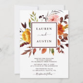 秋のガーデンマルサラウォーターカラー結婚ズ 招待状 (正面)