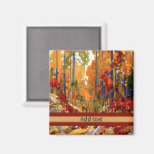 秋のガーランドカラフル風景テンプレート マグネット (正面/裏面)