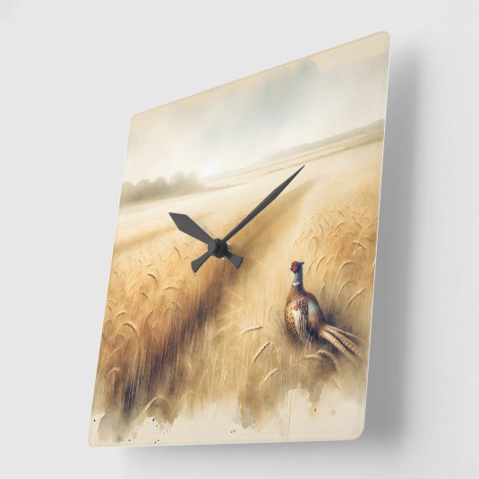 秋のキジ畑 スクエア壁時計 (傾斜)