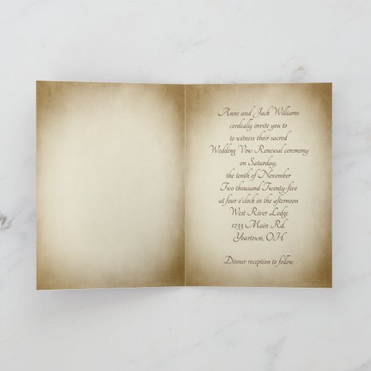 秋のキジ結婚の発願の更新 招待状 (内部)