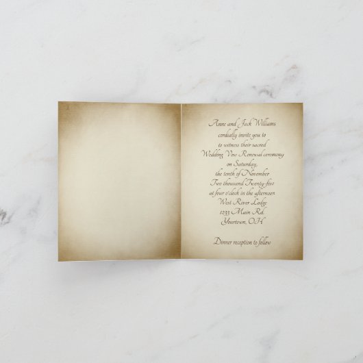 秋のキジ結婚の発願の更新 招待状 (内部)