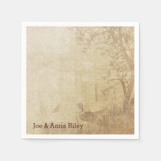 秋のキジ スタンダードカクテルナプキン (正面)