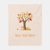 秋のキツネとカボチャカスタム文字 フリースブランケット (正面)