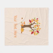 秋のキツネとカボチャカスタム文字 フリースブランケット (正面(横))
