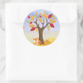 秋のキツネとカボチャ ラウンドシール (バッグ)