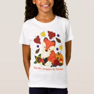 秋のキツネのカスタムな子供のTシャツ Tシャツ
