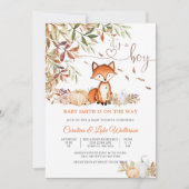 秋のキツネのベイビーシャワー招待状 招待状 (正面)