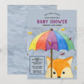 秋のキツネの赤ちゃんのシャワー招待状 招待状 (正面/裏面)