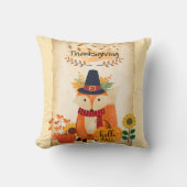 秋のキツネ感謝祭ひまわりとカボチャ クッション (正面)