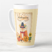 秋のキツネ感謝祭ひまわりカボチャ カフェラテマグ (左アングル)