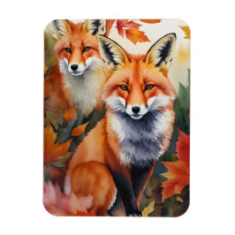 秋のキツネ水彩 マグネット