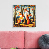 秋のキツネ キャンバスプリント (インサイチュ (リビング))