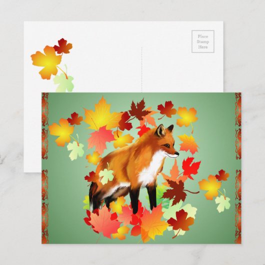 秋のキツネ ポストカード (正面/裏面)