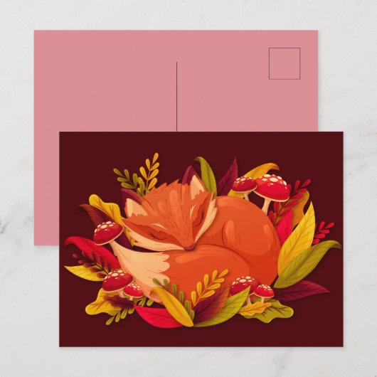 秋のキツネ ポストカード (正面/裏面)