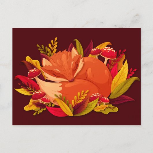 秋のキツネ ポストカード (正面)