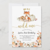 秋のキツネ 彼女は野生の子 誕生日招待状 招待状 (正面)